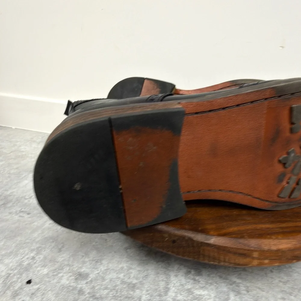 Moretti Black Leather Wingtip Boots‎